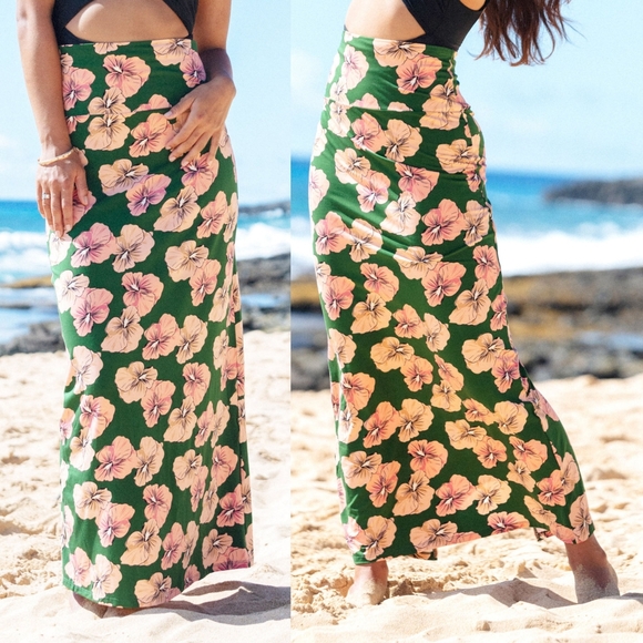 New Ava Sky Skirt Ker Peony Aloha Bloom M Maxi Pencil Hibiscus Fighting Eel Long - Picture 2 of 15